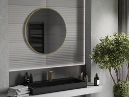 Oglindă de baie rotundă Mexen Loft 80 cm, ramă aurie - 9850-080-080-000-50