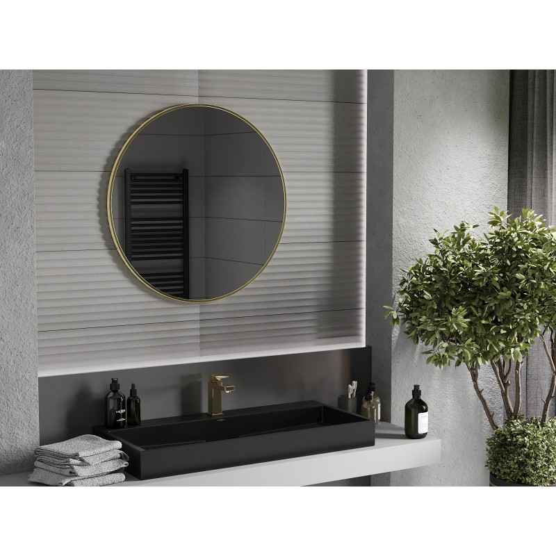 Mexen Loft kerek fürdőszobai tükör 85 cm, arany keret - 9850-085-085-000-50