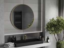 Mexen Loft kerek fürdőszobai tükör, 90 cm, arany keret - 9850-090-090-000-50