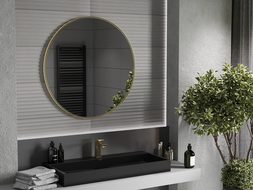 Mexen Loft kerek fürdőszobai tükör 95 cm, arany keret - 9850-095-095-000-50