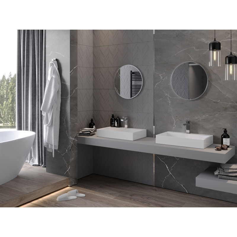 Mexen Loft kerek fürdőszobai tükör 30 cm, inox keret - 9850-030-030-000-10