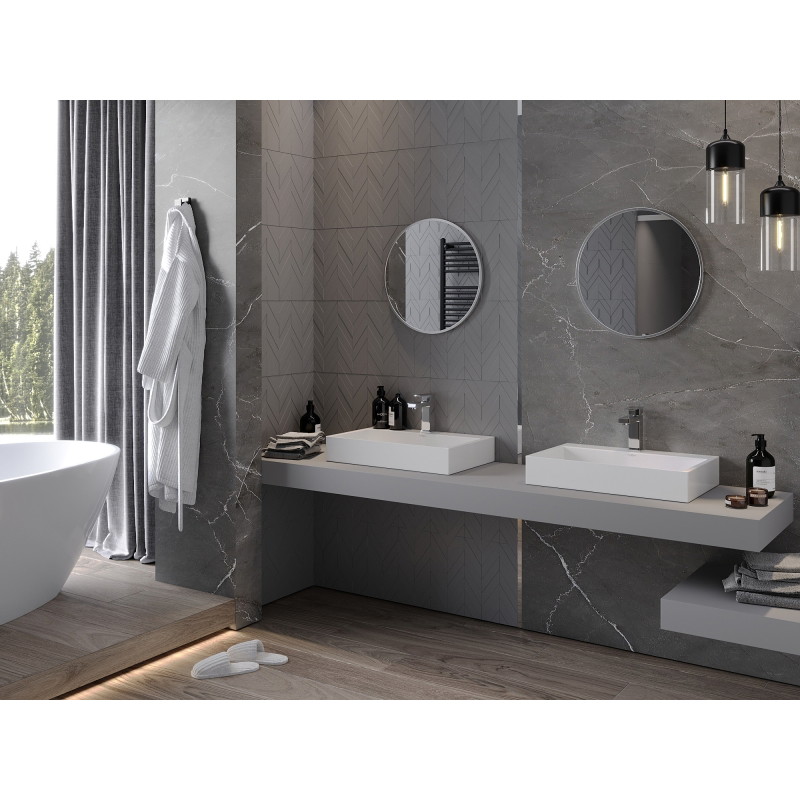 Mexen Loft oglindă rotundă de baie 30 cm, ramă inox - 9850-030-030-000-10