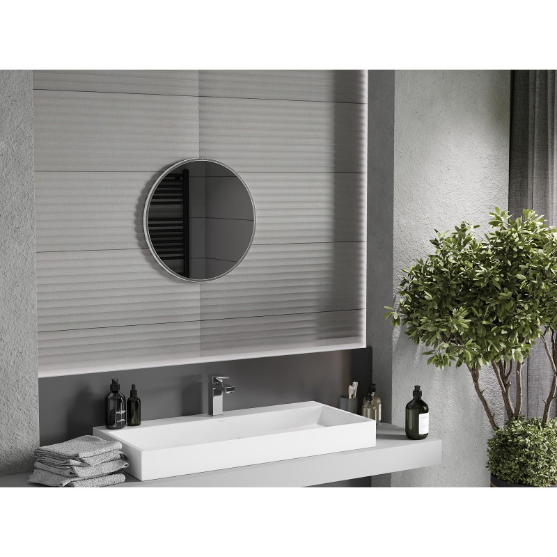 Mexen Loft 40 cm-es kerek fürdőszobai tükör, inox keret - 9850-040-040-000-10