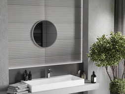 Mexen Loft kerek fürdőszobai tükör 40 cm, inox keret - 9850-040-040-000-10