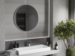 Mexen Loft 80 cm-es kerek fürdőszobai tükör, inox kerettel - 9850-080-080-000-10