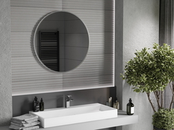 Mexen Loft kör alakú fürdőszobai tükör 80 cm, inox keret - 9850-080-080-000-10