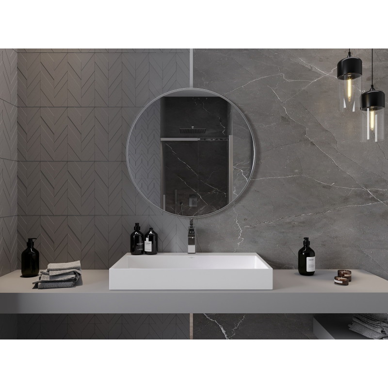 Mexen Loft 80 cm-es kerek fürdőszobai tükör, inox kerettel - 9850-080-080-000-10