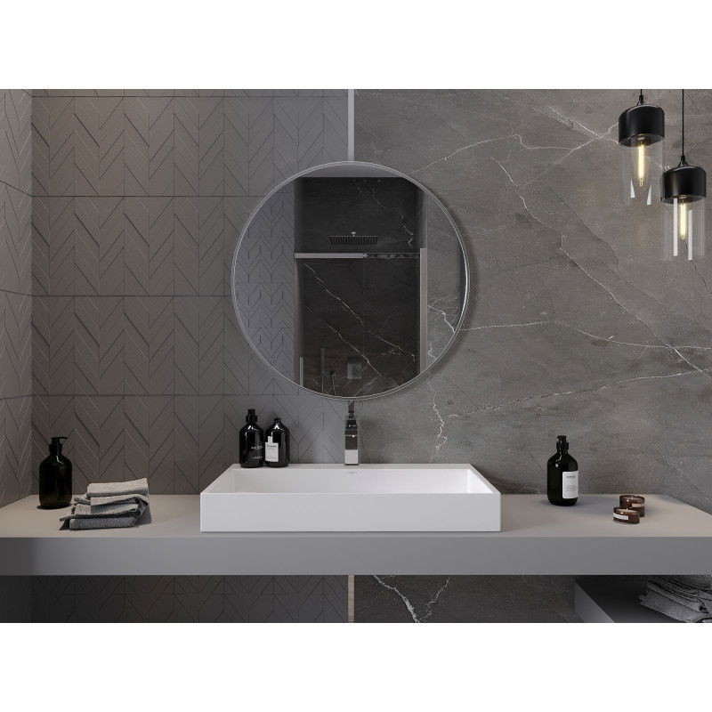 Mexen Loft oglindă de baie rotundă 80 cm, ramă inox - 9850-080-080-000-10