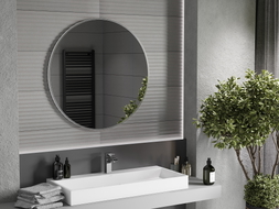 Mexen Loft oglindă de baie rotundă 90 cm, ramă inox - 9850-090-090-000-10