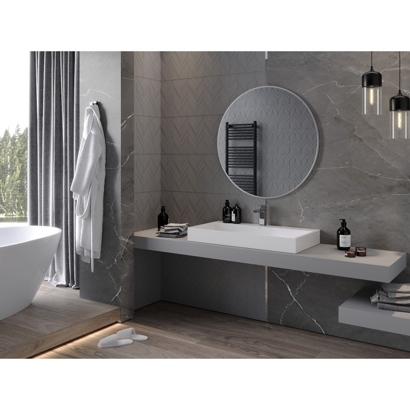 Mexen Loft oglindă de baie rotundă 90 cm, ramă inox - 9850-090-090-000-10