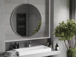 Mexen Loft kerek fürdőszobai tükör 100 cm, inox keret - 9850-100-100-000-10