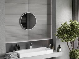 Mexen Loft kerek fürdőszobai tükör 30 cm, fehér keret - 9850-030-030-000-20