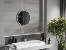 Mexen Loft fürdőszobai kerek tükör 40 cm, fehér keret - 9850-040-040-000-20