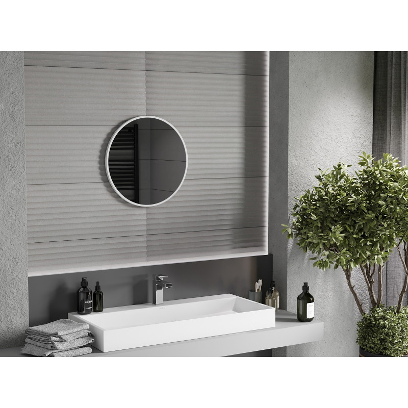 Mexen Loft 50 cm-es, kerek fürdőszobai tükör, fehér keret - 9850-050-050-000-20