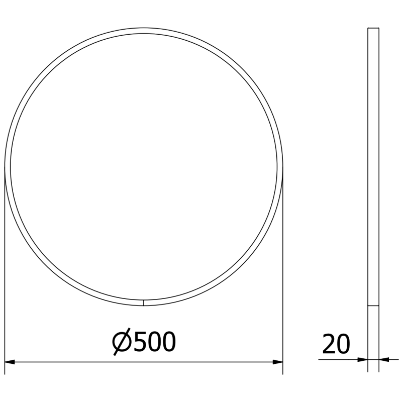 Mexen Loft oglindă de baie rotundă 50 cm, ramă albă - 9850-050-050-000-20