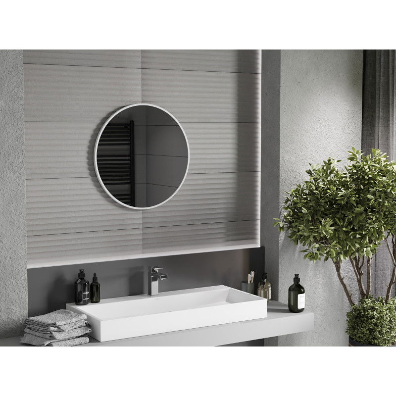 Mexen Loft oglindă baie rotundă 60 cm, ramă albă - 9850-060-060-000-20