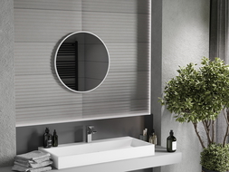 Mexen Loft fürdőszobai kerek tükör 60 cm, fehér keret - 9850-060-060-000-20