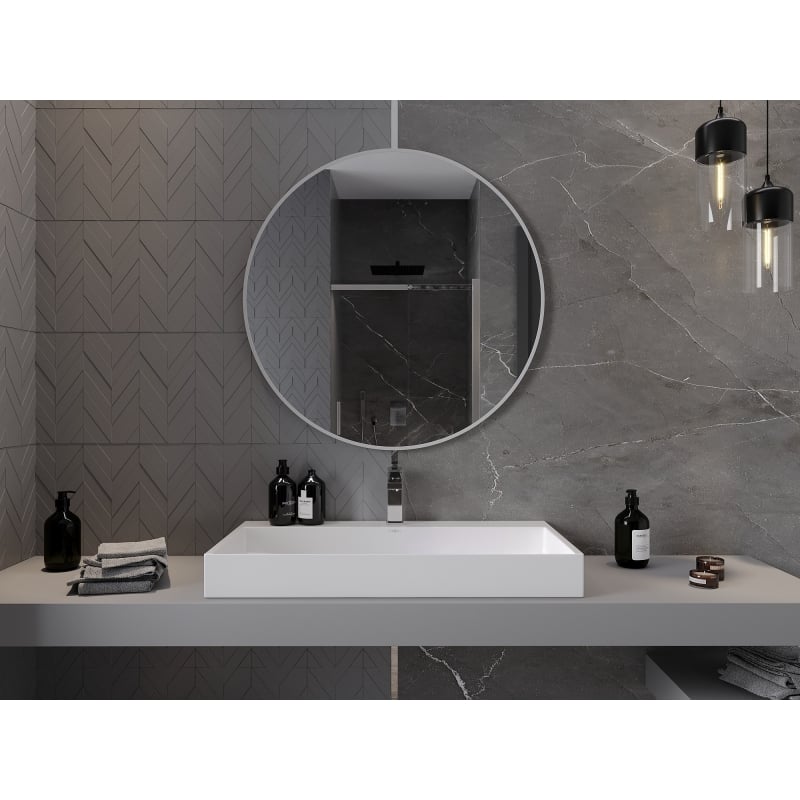 Mexen Loft oglindă rotundă baie 90 cm, ramă albă - 9850-090-090-000-20