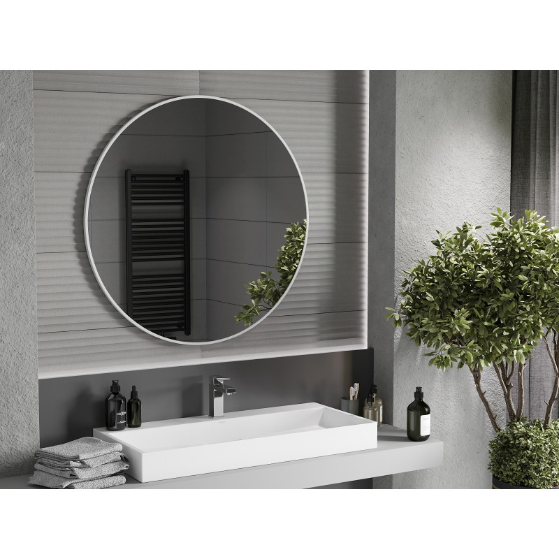 Mexen Loft oglindă rotundă pentru baie 100 cm, ramă albă - 9850-100-100-000-20