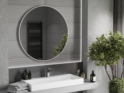 Mexen Loft oglindă rotundă pentru baie 100 cm, ramă albă - 9850-100-100-000-20