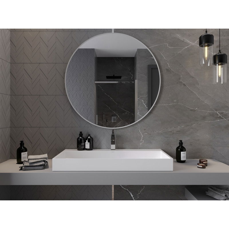 Mexen Loft oglindă de baie rotundă 100 cm, ramă albă - 9850-100-100-000-20