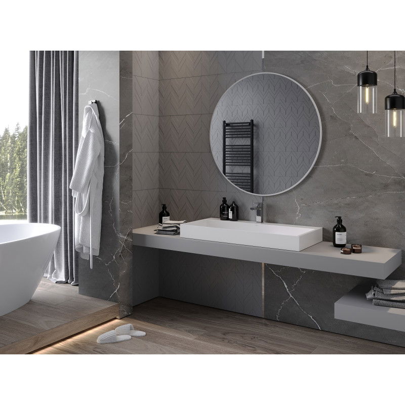 Mexen Loft kerek fürdőszobai tükör 100 cm, fehér keret - 9850-100-100-000-20