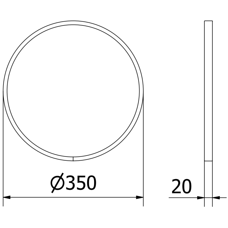 Mexen Loft kerek fürdőszobai tükör 35 cm fekete kerettel - 9850-035-035-000-70