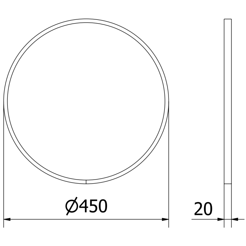Mexen Loft kerek fürdőszobai tükör 45 cm, fekete keret - 9850-045-045-000-70