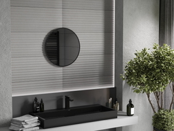 Mexen Loft kerek fürdőszobai tükör 50 cm, fekete keret - 9850-050-050-000-70