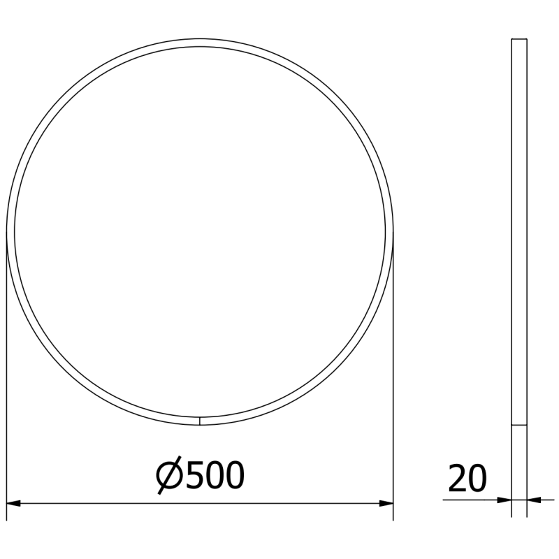 Mexen Loft oglindă baie rotundă 50 cm, ramă neagră - 9850-050-050-000-70