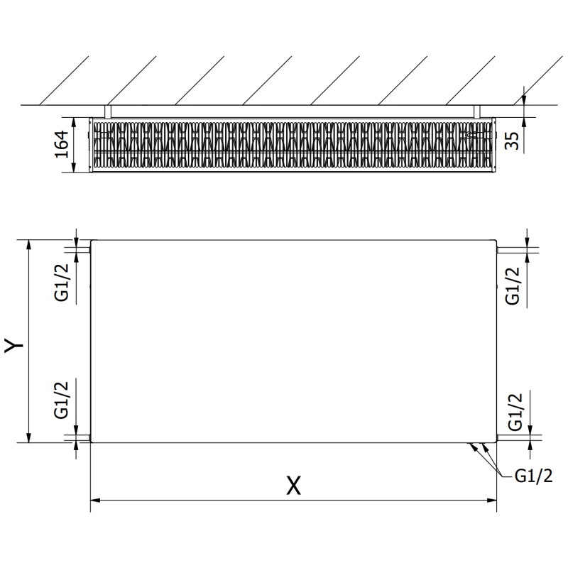 Mexen CVF33 Flat lemezradiátor 600 x 400 mm, alsó csatlakozás, 880 W, fehér - W633F-060-040-00
