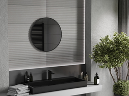 Mexen Loft 65 cm átmérőjű, fekete keretes fürdőszobai tükör - 9850-065-065-000-70