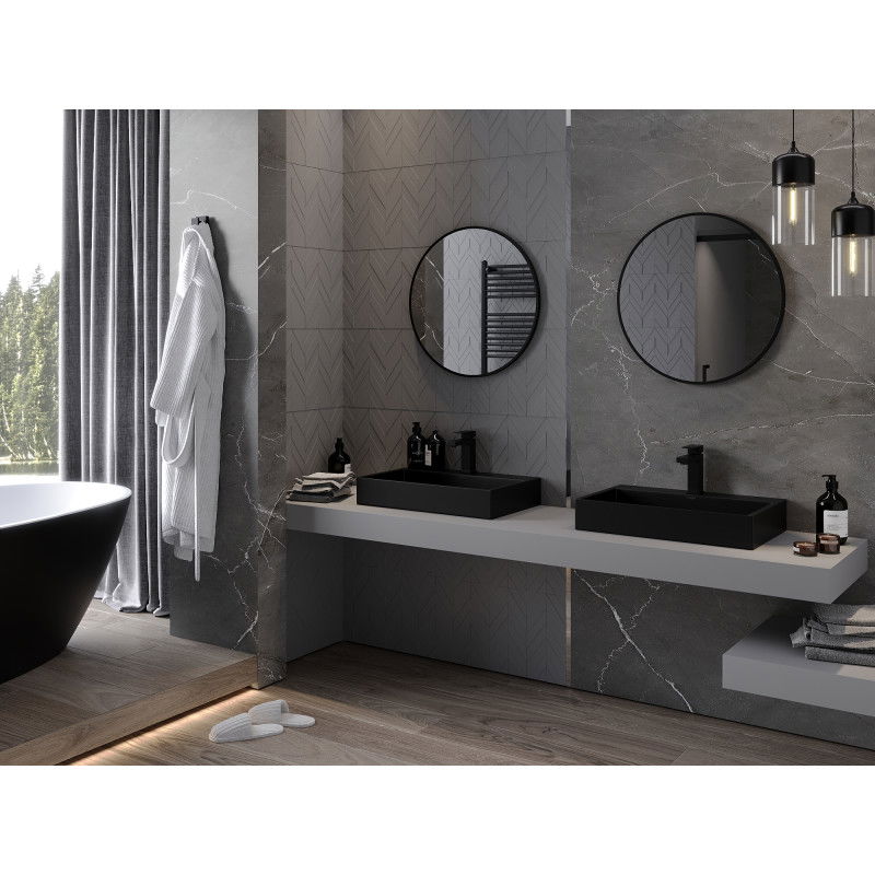 Mexen Loft kerek fürdőszobai tükör 65 cm, fekete keret - 9850-065-065-000-70