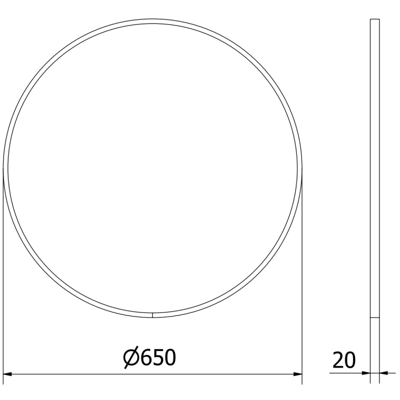Mexen Loft oglindă baie rotundă 65 cm, ramă neagră - 9850-065-065-000-70