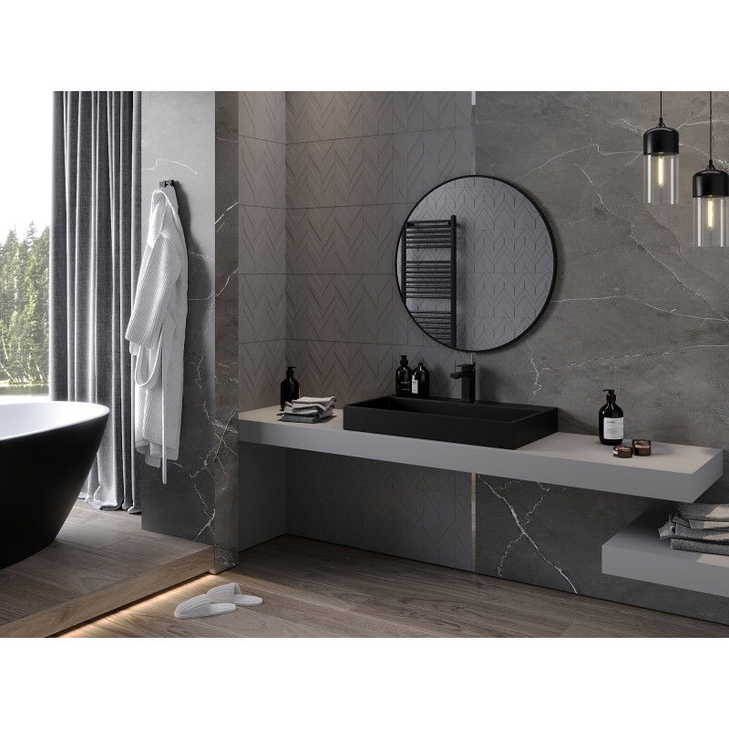 Mexen Loft oglindă de baie rotundă 80 cm, ramă neagră - 9850-080-080-000-70