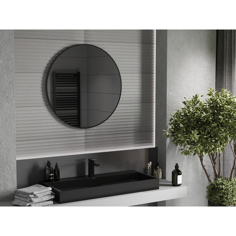 Mexen Loft kerek fürdőszobai tükör, 85 cm, fekete keret - 9850-085-085-000-70
