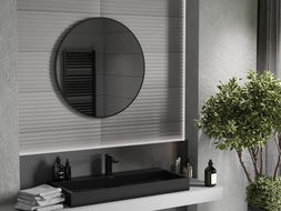 Mexen Loft 85 cm-es kerek fürdőszobai tükör, fekete keret - 9850-085-085-000-70