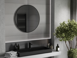 Mexen Loft kerek fürdőszobai tükör, 85 cm, fekete keret - 9850-085-085-000-70