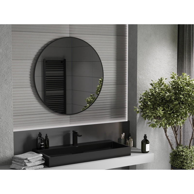 Mexen Loft 95 cm-es kerek fürdőszobai tükör, fekete keret - 9850-095-095-000-70