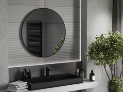 Oglindă baie Mexen Loft rotundă 95 cm, ramă neagră - 9850-095-095-000-70