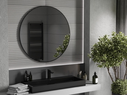 Mexen Loft fürdőszobai kerek tükör 100 cm, fekete keret - 9850-100-100-000-70