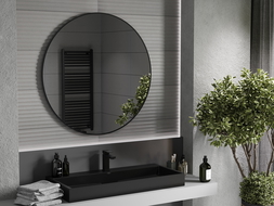 Mexen Loft kerek fürdőszobai tükör 100 cm, fekete keret - 9850-100-100-000-70