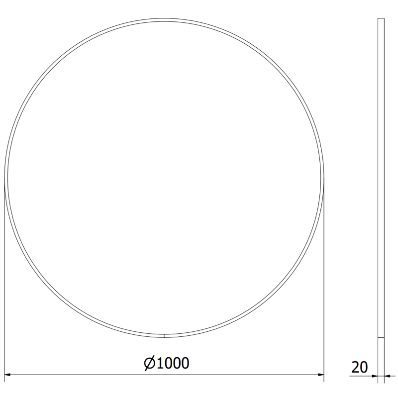 Mexen Loft kerek fürdőszobai tükör 100 cm, fekete keret - 9850-100-100-000-70