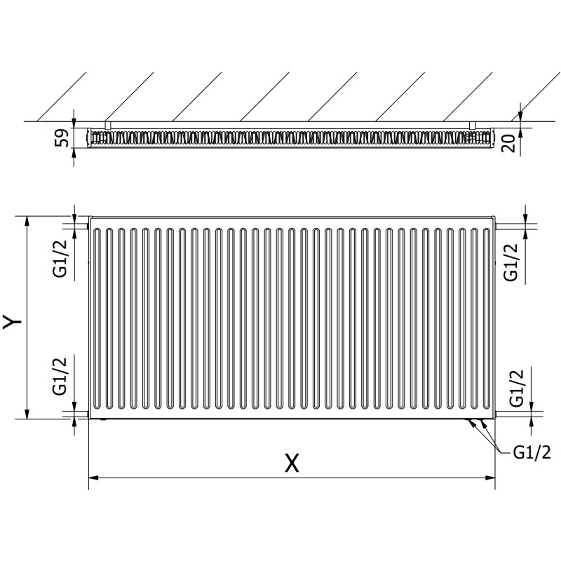 Mexen CV11 radiator panou 300 x 500 mm, conectare inferioară, 244 W, antracit - W611-030-050-66