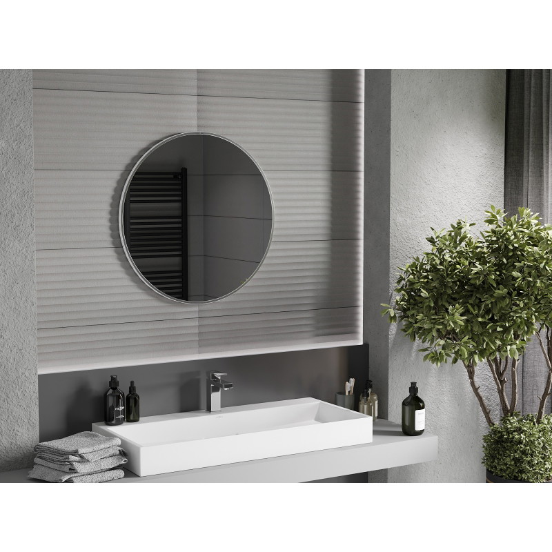 Mexen Loft oglindă de baie rotundă 70 cm, ramă inox - 9850-070-070-000-10
