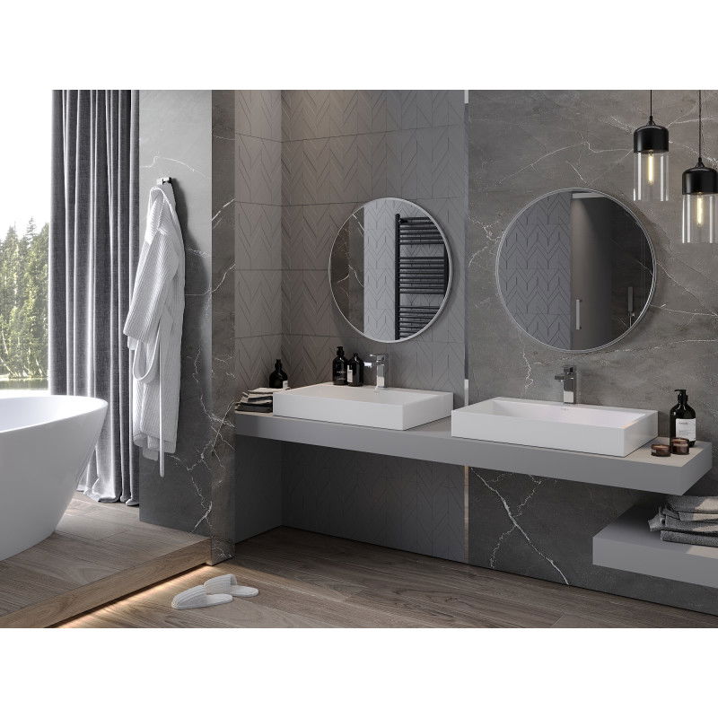 Mexen Loft kerek fürdőszobai tükör 70 cm, inox keret - 9850-070-070-000-10