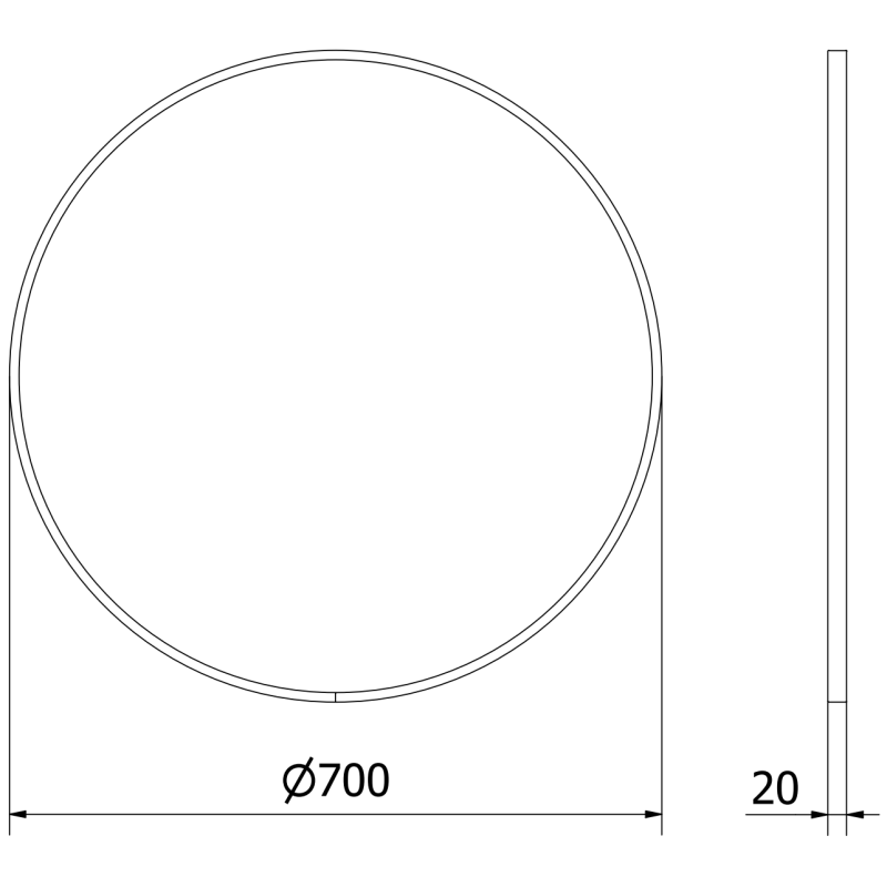 Mexen Loft oglindă baie rotundă 70 cm, ramă neagră - 9850-070-070-000-70