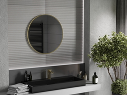 Oglindă de baie rotundă Mexen Loft 75 cm, ramă aurie - 9850-075-075-000-50