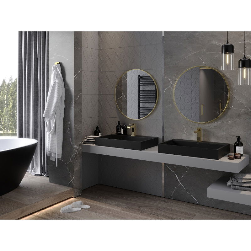 Mexen Loft kerek fürdőszobai tükör 75 cm, arany keret - 9850-075-075-000-50