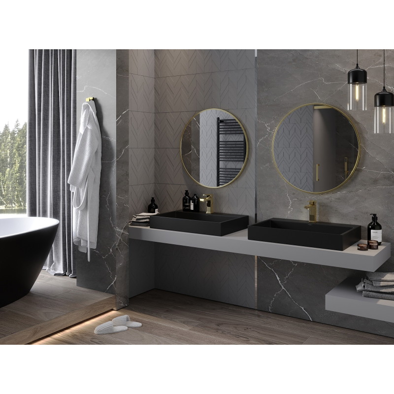 Mexen Loft Kerek fürdőszobai tükör 70 cm, szálcsiszolt arany kerettel - 9850-070-070-000-50